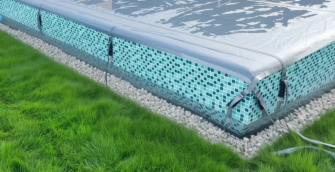 Покрывало для бассейна под снегом — защита зимой в Красноярске